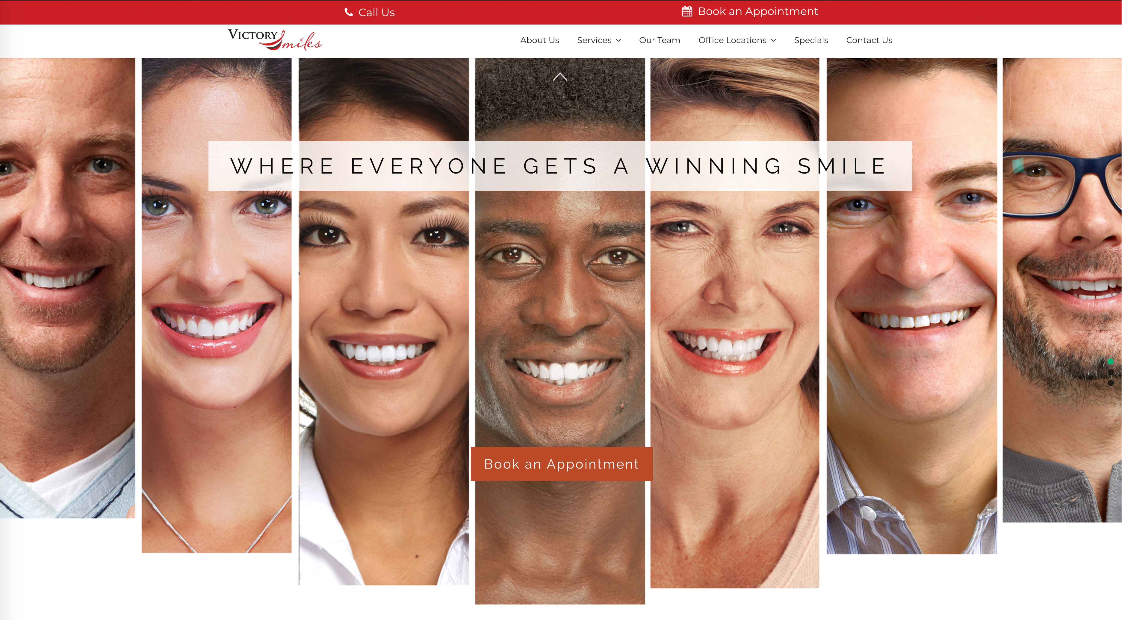 Victory Smiles Webpage Hero Section made by INFINI Marketing