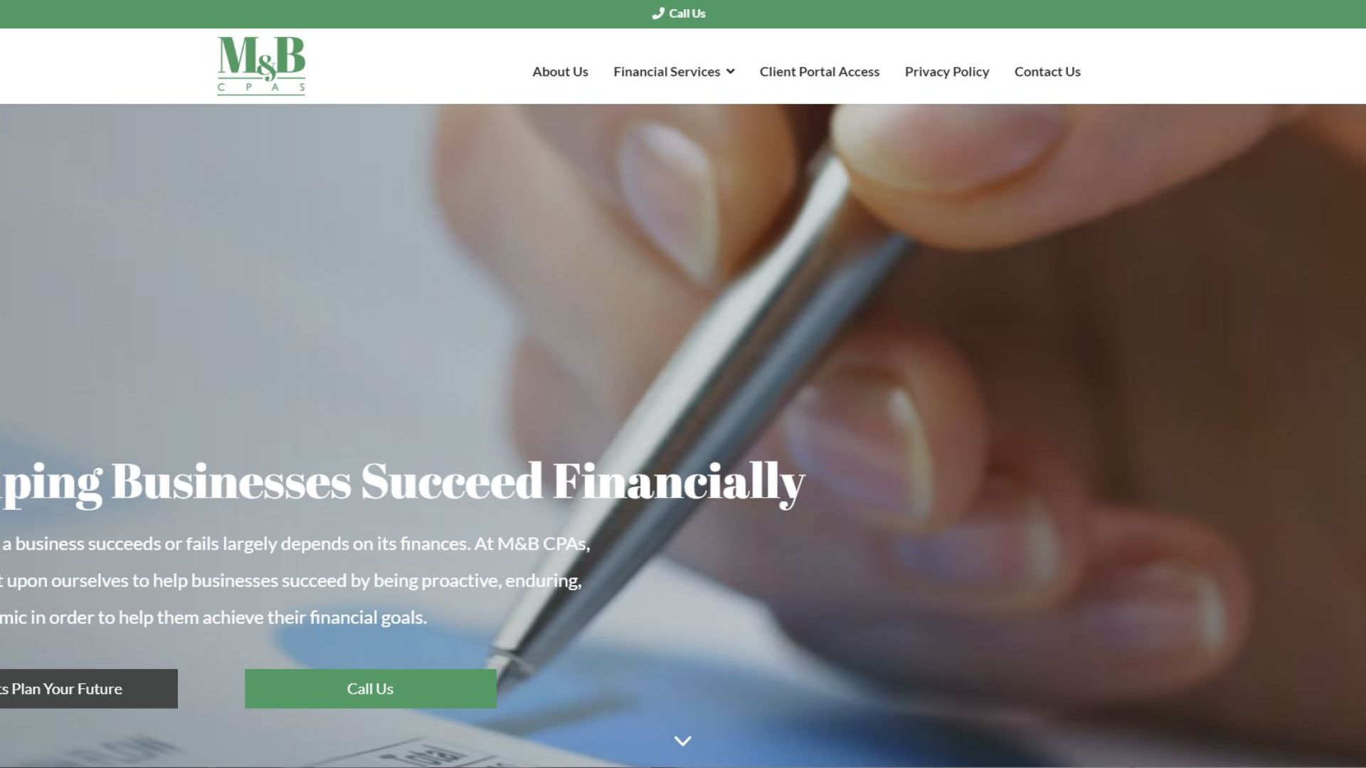 M&B CPAs Webpage Hero Section made by INFINI Marketing
